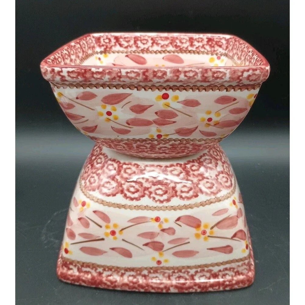 Temp-Tations OLD WORLD CRANBERRY 1 & 1.5 qt Square Mixing Bake Serve Bowls